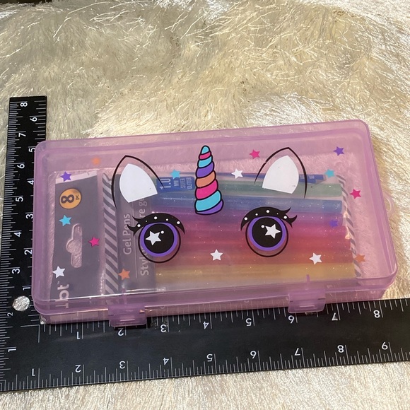 NRFP 🦄 New Bundle Set Unicorn Pen Pencil Craft Box / Set of 8 Glitter Gel Pens - Picture 6 of 7